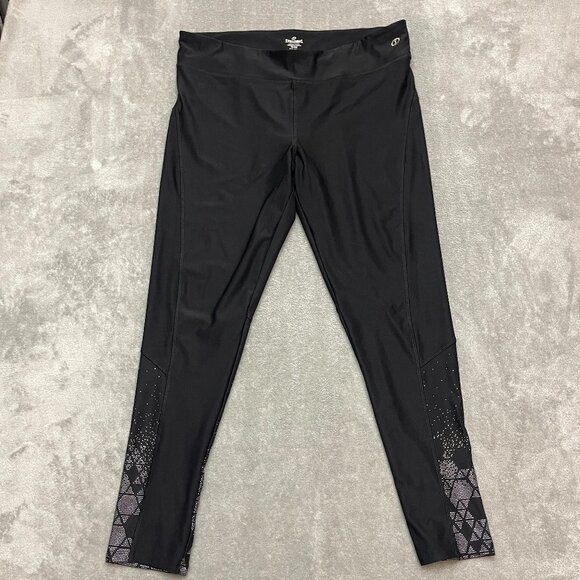 Women's SPALDING Yoga Active Leggings High Waist Plus Size 2XL Black GRAY - Picture 1 of 10
